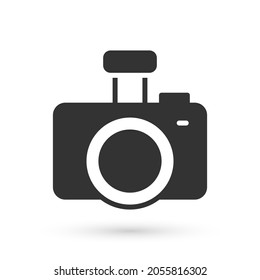 Grey Photo camera icon isolated on white background. Foto camera. Digital photography.  Vector
