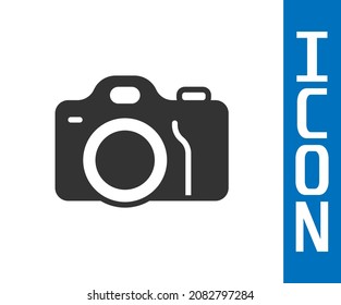 Grey Photo camera icon isolated on white background. Foto camera. Digital photography.  Vector