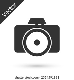 Grey Photo camera icon isolated on white background. Foto camera icon.  Vector Illustration