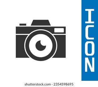 Grey Photo camera icon isolated on white background. Foto camera icon.  Vector Illustration