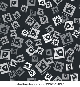 Grey Photo retouching icon isolated seamless pattern on black background. Photographer, photography, retouch icon.  Vector