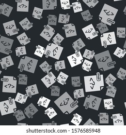 Grey PHP file document. Download php button icon isolated seamless pattern on black background. PHP file symbol.  Vector Illustration