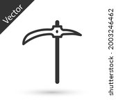 Grey Pickaxe icon isolated on white background.  Vector