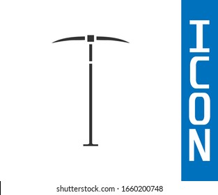 Grey Pickaxe icon isolated on white background.  Vector Illustration