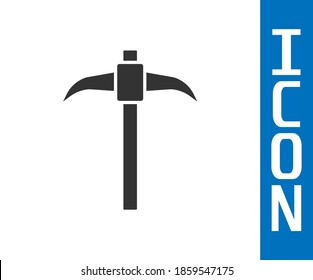 Icono de Pickaxe gris aislado en fondo blanco.  Vector