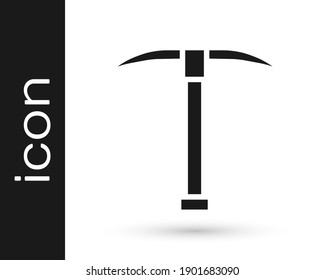 Icono de Pickaxe gris aislado en fondo blanco.  Ilustración vectorial
