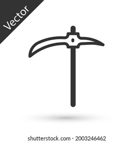 Grey Pickaxe icon isolated on white background.  Vector