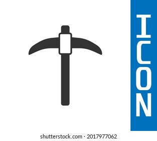 Grey Pickaxe icon isolated on white background.  Vector