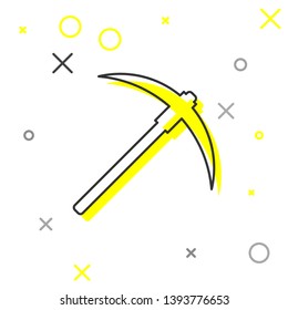 Grey Pickaxe line icon isolated on white background. Blockchain technology, cryptocurrency mining, bitcoin, digital money market, cryptocoin wallet. Vector Illustration