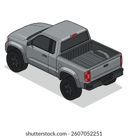 grey pickup truck isometric vector