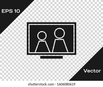 Grey Picture frame on table icon isolated on transparent background.  Vector Illustration