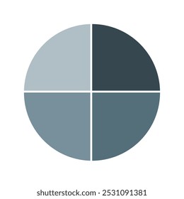Grey pie chart with 4 parts chart, 4 circle section for business presentation concept. Overall for marketing and education goal vector.