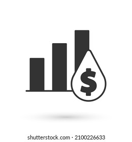 Grey Pie chart infographic and dollar symbol icon isolated on white background. Diagram chart sign.  Vector
