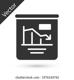 Grey Pie chart infographic icon isolated on white background. Diagram chart sign. World finance crisis.  Vector