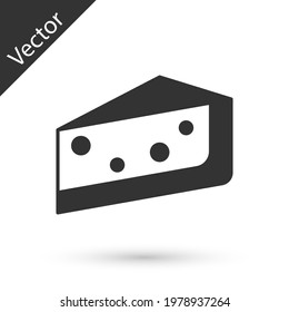 Grey Piece of cake icon isolated on white background. Happy Birthday.  Vector