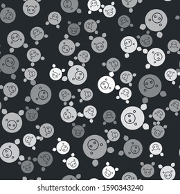 Grey Pig zodiac sign icon isolated seamless pattern on black background. Astrological horoscope collection.  Vector Illustration