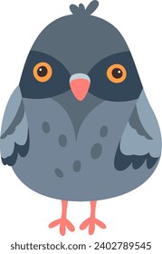 Grey Pigeon Character Vector Illustration