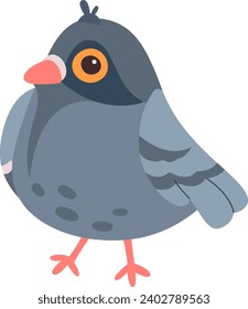 Grey Pigeon Character Vector Illustration