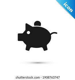 Grey Piggy bank icon isolated on white background. Icon saving or accumulation of money, investment.  Vector