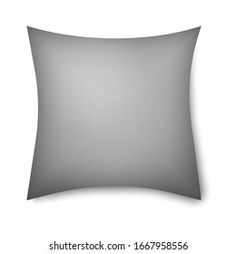 Grey pillow mockup icon isolated on white background. Vector illustration design for blank cushion case mockup icon. Cover template. Clean empty pillow for relaxation, sleeping on bed sofa.