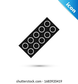 Grey Pills in blister pack icon isolated on white background. Medical drug package for tablet, vitamin, antibiotic, aspirin.  Vector Illustration