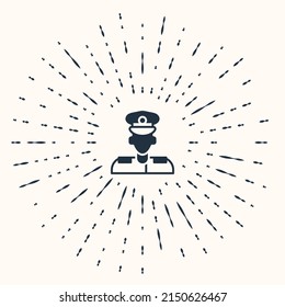 Grey Pilot icon isolated on beige background. Abstract circle random dots. Vector