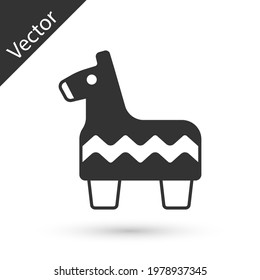 Grey Pinata icon isolated on white background. Mexican traditional birthday toy.  Vector