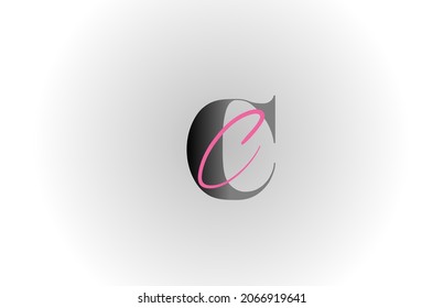 grey pink C alphabet letter logo icon. Creative design for business and company