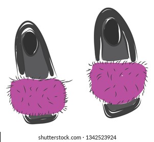 Dibujos vectoriales de zapatillas onduladas de color gris y rosa sobre fondo blanco 