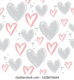 grey and pink hearts pattern