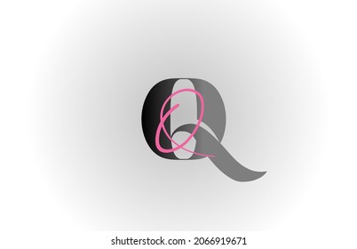 grey pink Q alphabet letter logo icon. Creative design for business and company