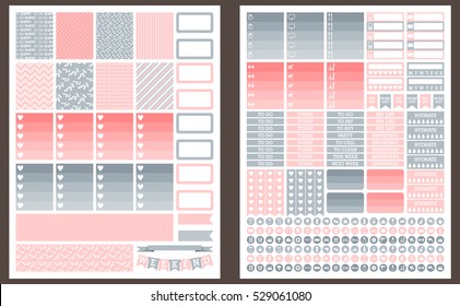 Grey And Pink Vector Printable Stickers For Planner