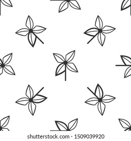 Grey Pinwheel icon isolated seamless pattern on white background. Windmill toy icon.  Vector Illustration