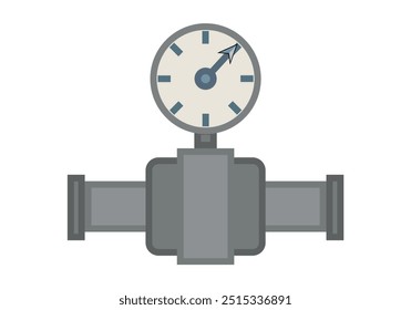 Grey pipe with pressure gauge