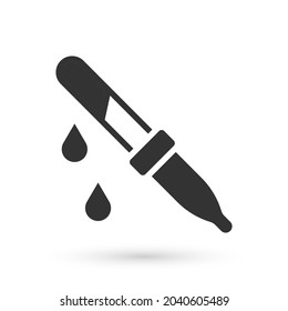 Grey Pipette icon isolated on white background. Element of medical, chemistry lab equipment. Medicine symbol.  Vector