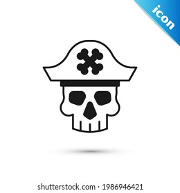 Grey Pirate captain icon isolated on white background.  Vector