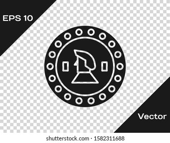 Grey Pirate coin icon isolated on transparent background.  Vector Illustration