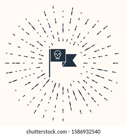 Grey Pirate flag with skull icon isolated on beige background. Abstract circle random dots. Vector Illustration