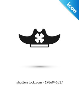 Grey Pirate hat icon isolated on white background.  Vector