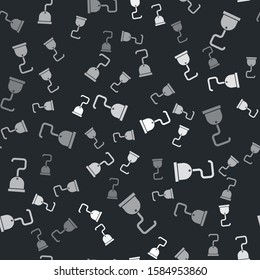 Grey Pirate hook icon isolated seamless pattern on black background.  Vector Illustration