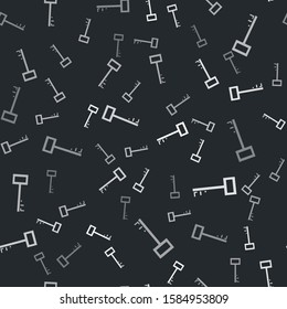 Grey Pirate key icon isolated seamless pattern on black background.  Vector Illustration