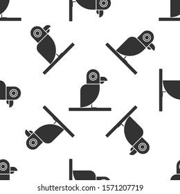 Grey Pirate parrot icon isolated seamless pattern on white background.  Vector Illustration