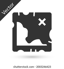 Grey Pirate treasure map icon isolated on white background.  Vector