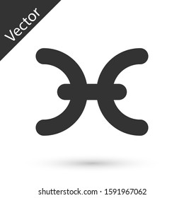 Grey Pisces zodiac sign icon isolated on white background. Astrological horoscope collection.  Vector Illustration