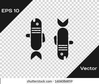 Grey Pisces zodiac sign icon isolated on transparent background. Astrological horoscope collection.  Vector Illustration
