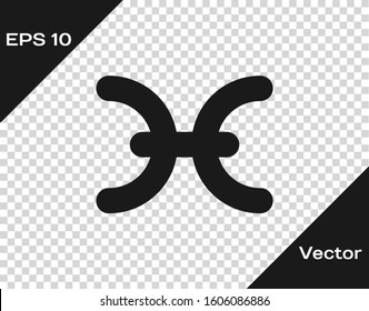 Grey Pisces zodiac sign icon isolated on transparent background. Astrological horoscope collection.  Vector Illustration