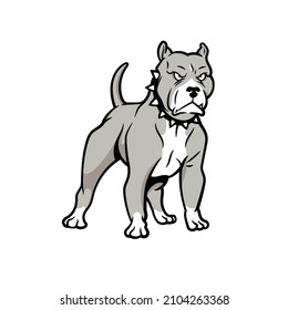 Grey Pitbull  Dog Cartoon Vector