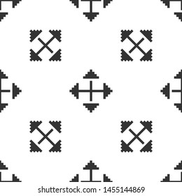 Grey Pixel arrows in four directions icon isolated seamless pattern on white background. Cursor move sign.  Vector Illustration