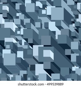 Grey Pixel Building Business Pattern | Seamless techno background with abstract city