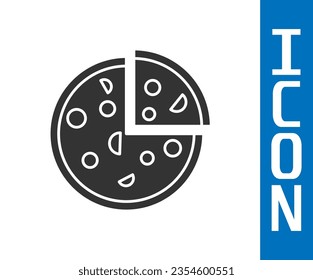 Grey Pizza icon isolated on white background. Fast food menu.  Vector Illustration